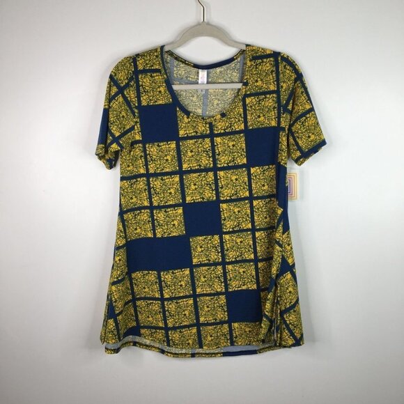 Lularoe Perfect T Shirt Yellow Blue - Picture 1 of 7